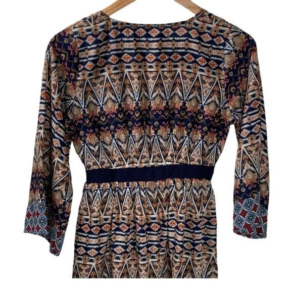 Flying Tomato Dress Womens Small Mini Boho Bell Sleeve Peasant Fall Casual Blue - Picture 6 of 9